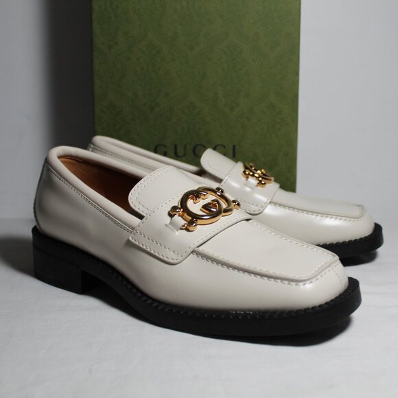 NWB Gucci Mystic White Interlocking GG Loafer Loafers Flats Leather 40 701791 - Picture 1 of 5